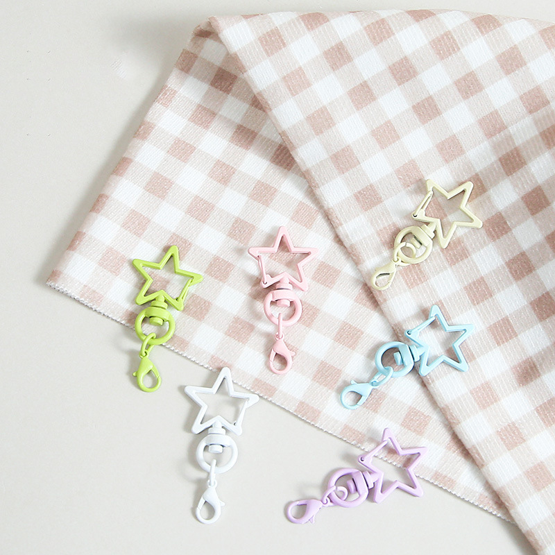 带龙虾扣毛绒挂件五角星拼豆星星挂饰彩色五角星龙虾扣挂钩彩色