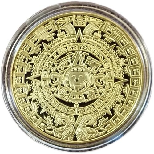 玛雅纪念币把玩创意礼品硬币创意金字塔日晷幸运币镀银图腾镀金