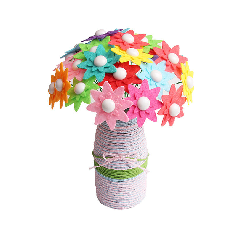 手工纽扣花材料包母亲节材料包手工幼儿园手工纽扣花学生礼物花束