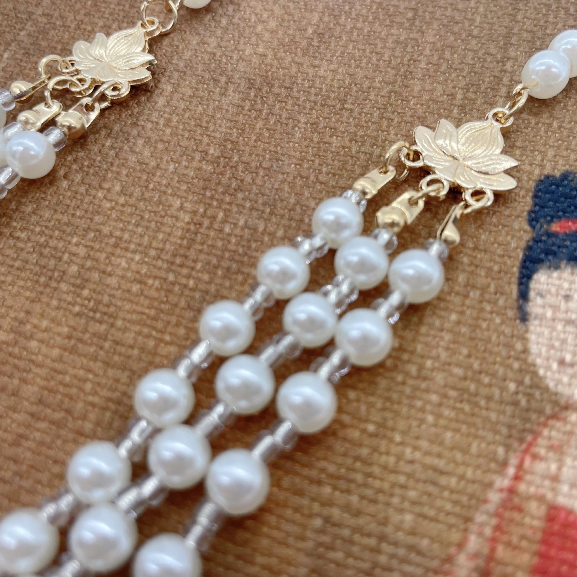 单条流苏穗子辅料头饰莲花挂链饰品配饰吊坠汉服仿珍珠简约旗袍