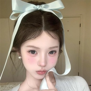 薄荷绿蝴蝶结发饰垂耳兔甜美头饰垂耳兔少女感薄荷绿长丝带顶夹