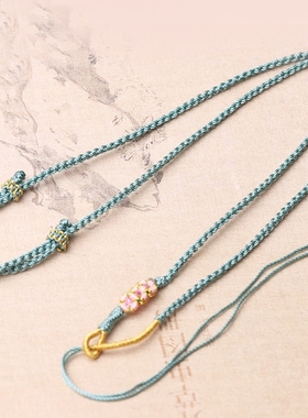 编织中国风桃花结新款编织绳男女手工女士百搭挂绳项链平安扣编绳