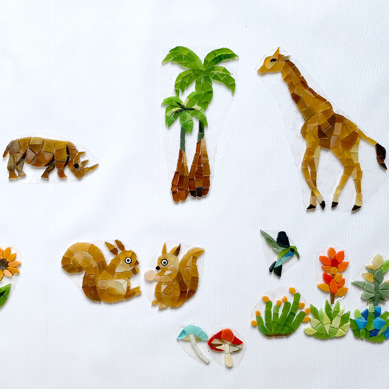 手工diy 动物类马赛克拼图镶嵌图案饰品材料鸟小图案剪画碎片拼画