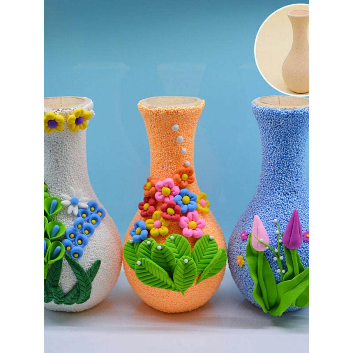 手工美术简约益智玩具摆件花瓶瓶子趣味装饰品粘土画手工材料宝宝
