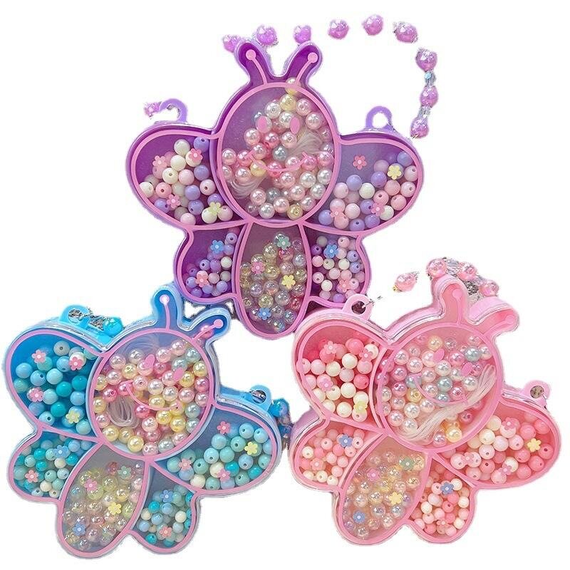 手链大颗粒花瓣珠盒串珠手镯锻炼手眼协调带手提珠串过家家盒子