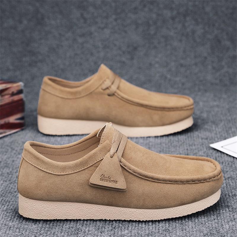 Fashion Khaki Casual Shoes For Men Suede Leather Loafers Men