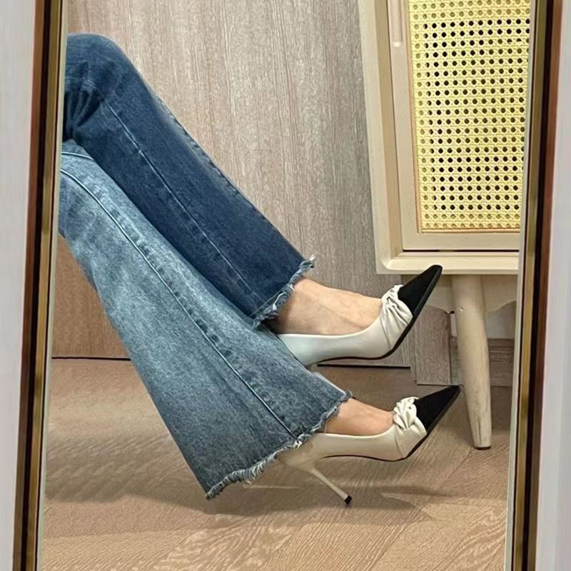 复古毛边窄版微喇牛仔裤女秋150小矮个子高腰弹力拖地直筒马蹄裤