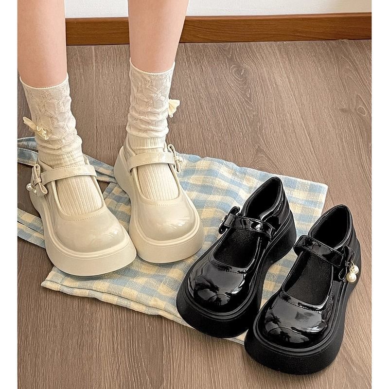 31-46码 大码女鞋日系甜美蝴蝶结松糕鞋子新款玛丽珍配裙子单鞋41