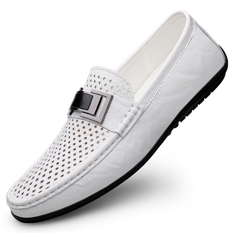 豆豆鞋真皮2025新款秋季驾车一脚蹬商务男士软面休闲大码乐福皮鞋