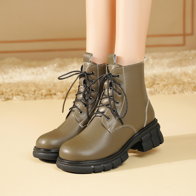 潮牌高帮加绒英伦风马丁靴男秋冬季2025年新款保暖工装靴休闲皮鞋