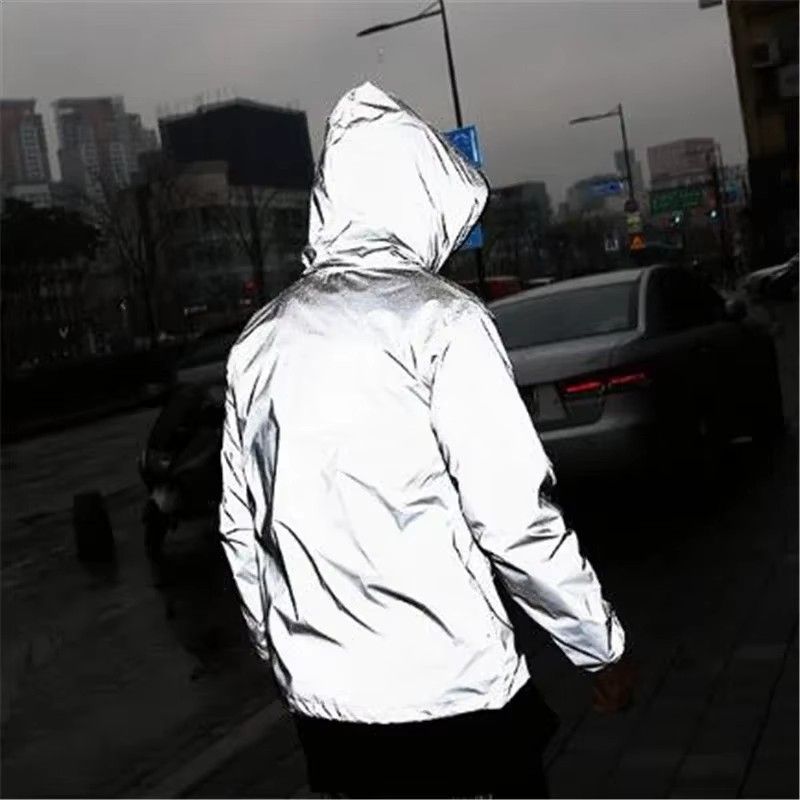 2023 Hip Hop Reflective Noctilucent Hooded Jacket Running