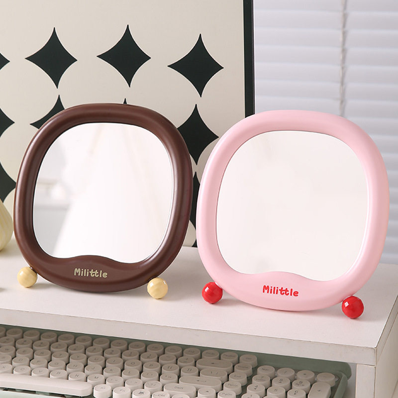 办公室镜子桌面可立化妆镜女生工位镜子小巧可爱宿舍台面观察好物