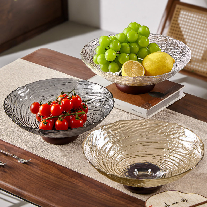 轻奢高档水果盘客厅家用瓜果盘零食点心高脚干果盘沙拉碗水晶玻璃