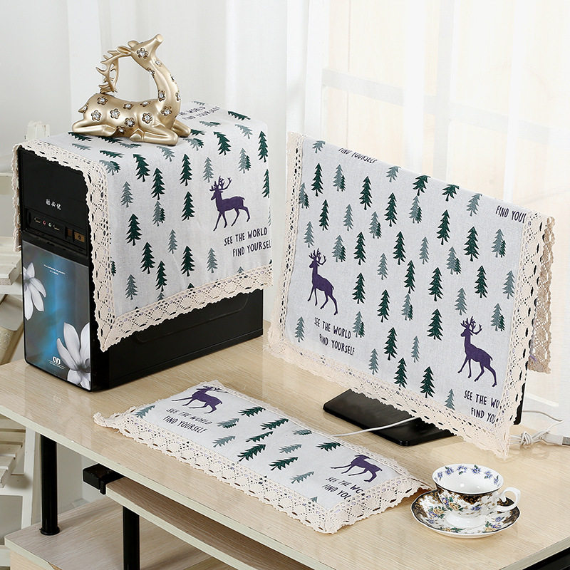 热卖学校办公棉麻电脑罩防尘罩液晶台式曲面平面32寸电脑盖巾