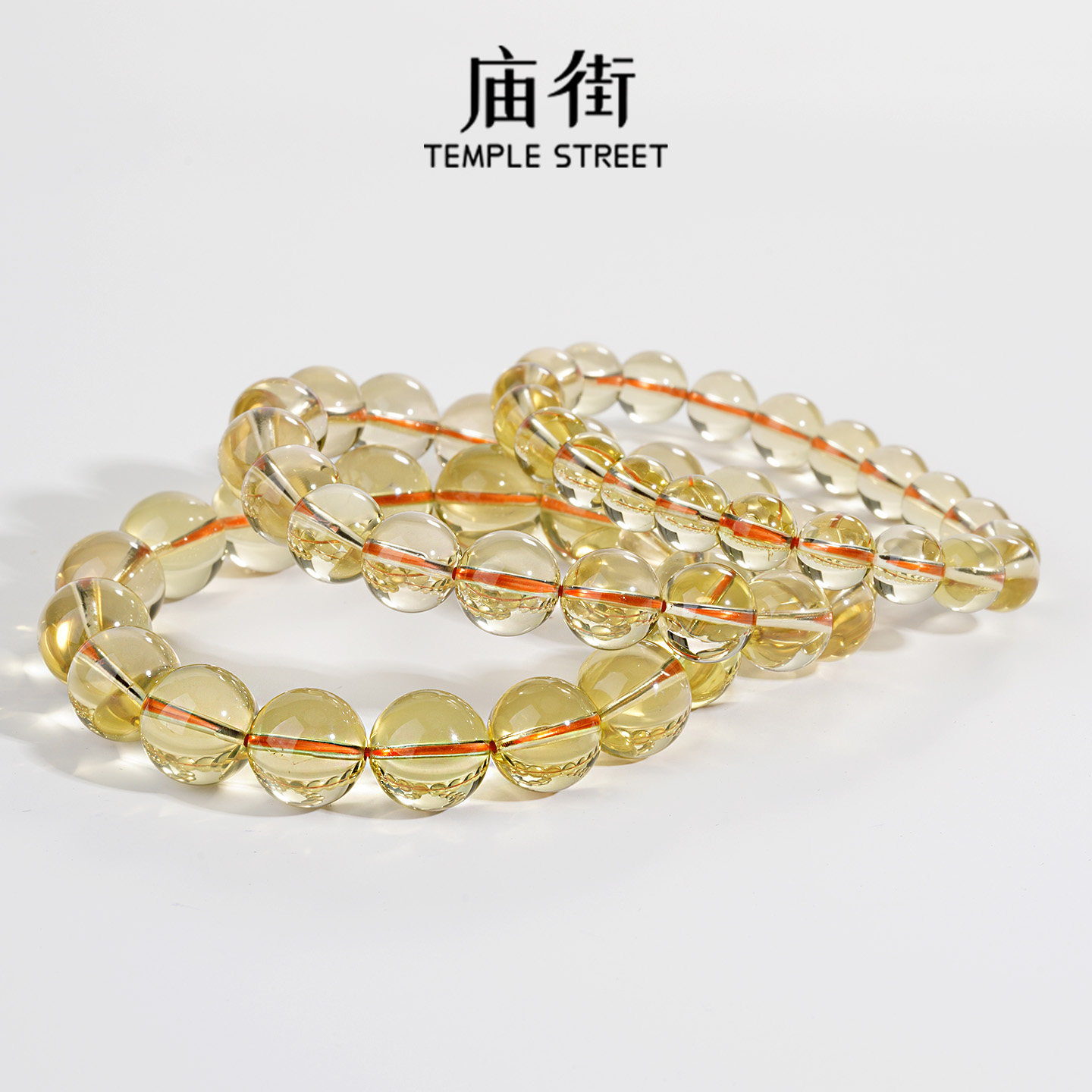 【庙街】黄水晶圆珠素圈手串（多样性发一）