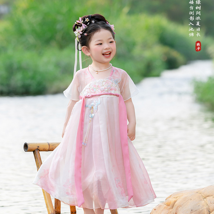 2025新款夏季唐风襦裙汉服仙女儿童可爱中国风连衣古风公主薄款裙
