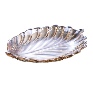 创意水晶玻璃树叶盘子客厅欧式放糖果的水果盘结婚待客乔迁零食盘