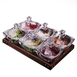 简约创意水晶玻璃茶点盘家用茶几精致糖果盘带盖分格干果零食托盘