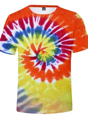 欧美外贸dyez扎染元素数码印花男式3DT恤创意男式短袖来图定制