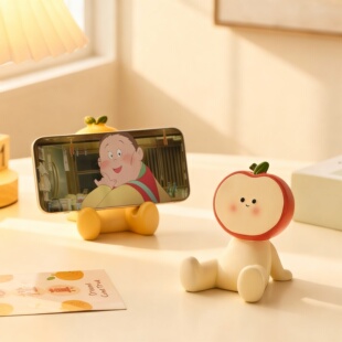 可爱苹果造型手机支架卡通创意桌面收纳摆件3D模型