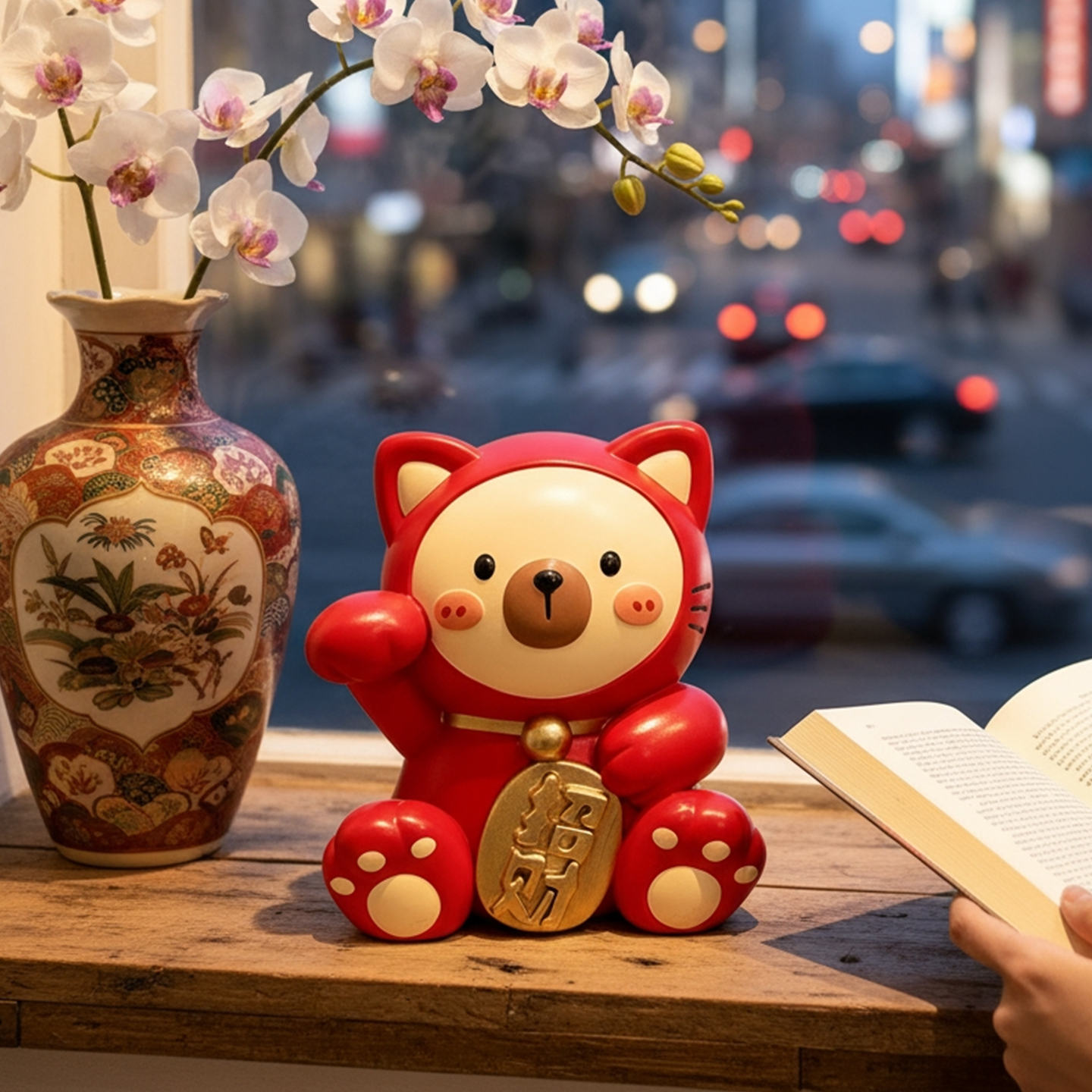 卡皮巴拉招财猫治愈系桌面装饰