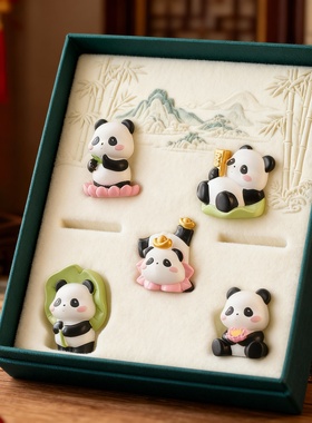 可爱熊猫造型桌面摆件礼盒装