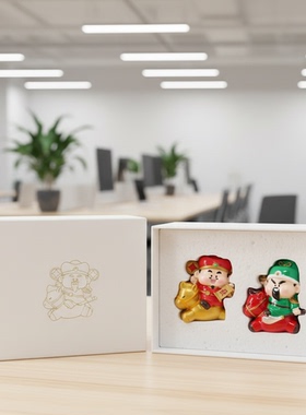 卡通财神陶瓷摆件礼盒装办公桌