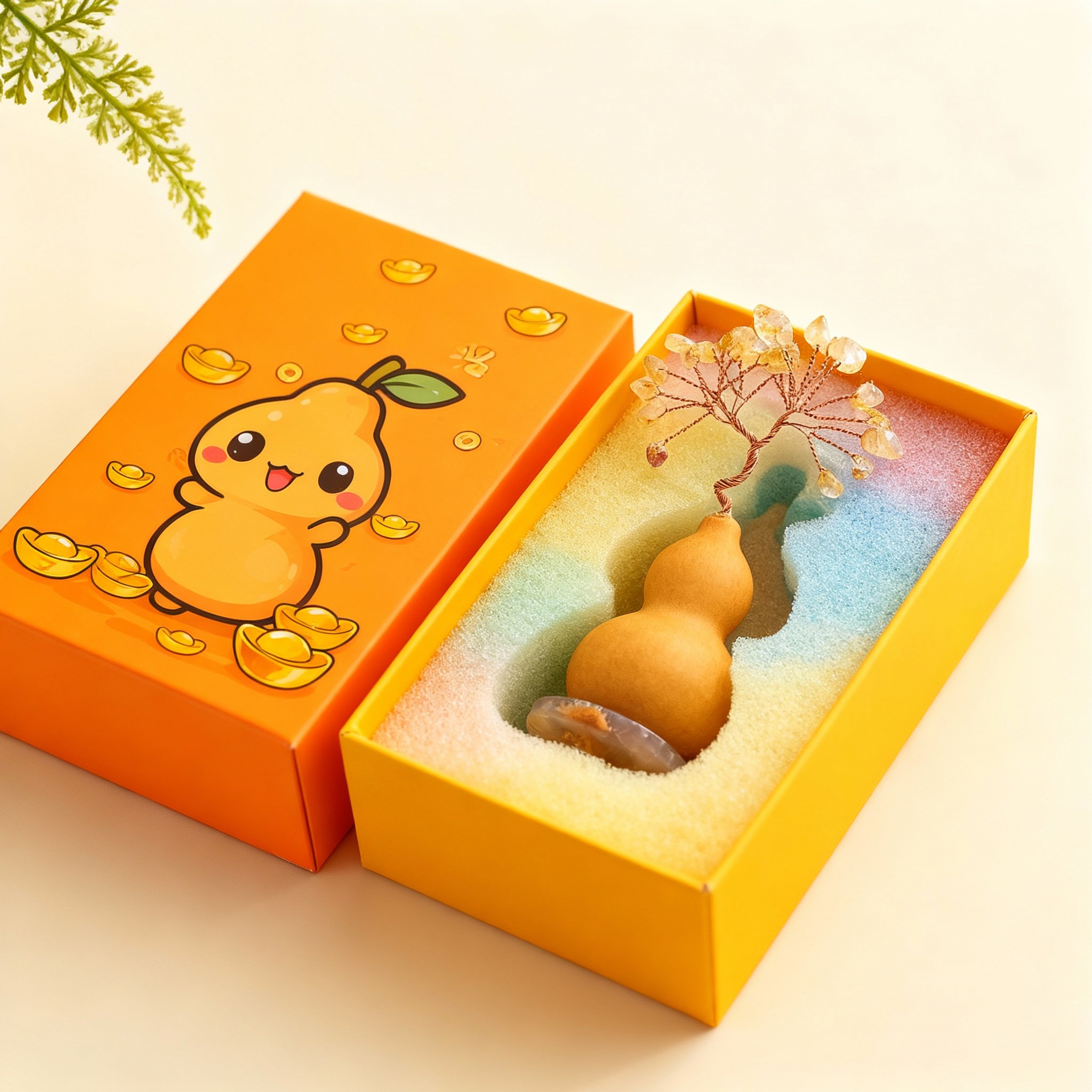 天然葫芦招财摆件卡通可爱装饰品家居创意礼物礼品盒装