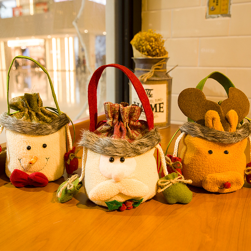 圣诞节手提礼物袋糖果袋包装平安夜苹果袋圣诞老人韩版卡通儿童袋