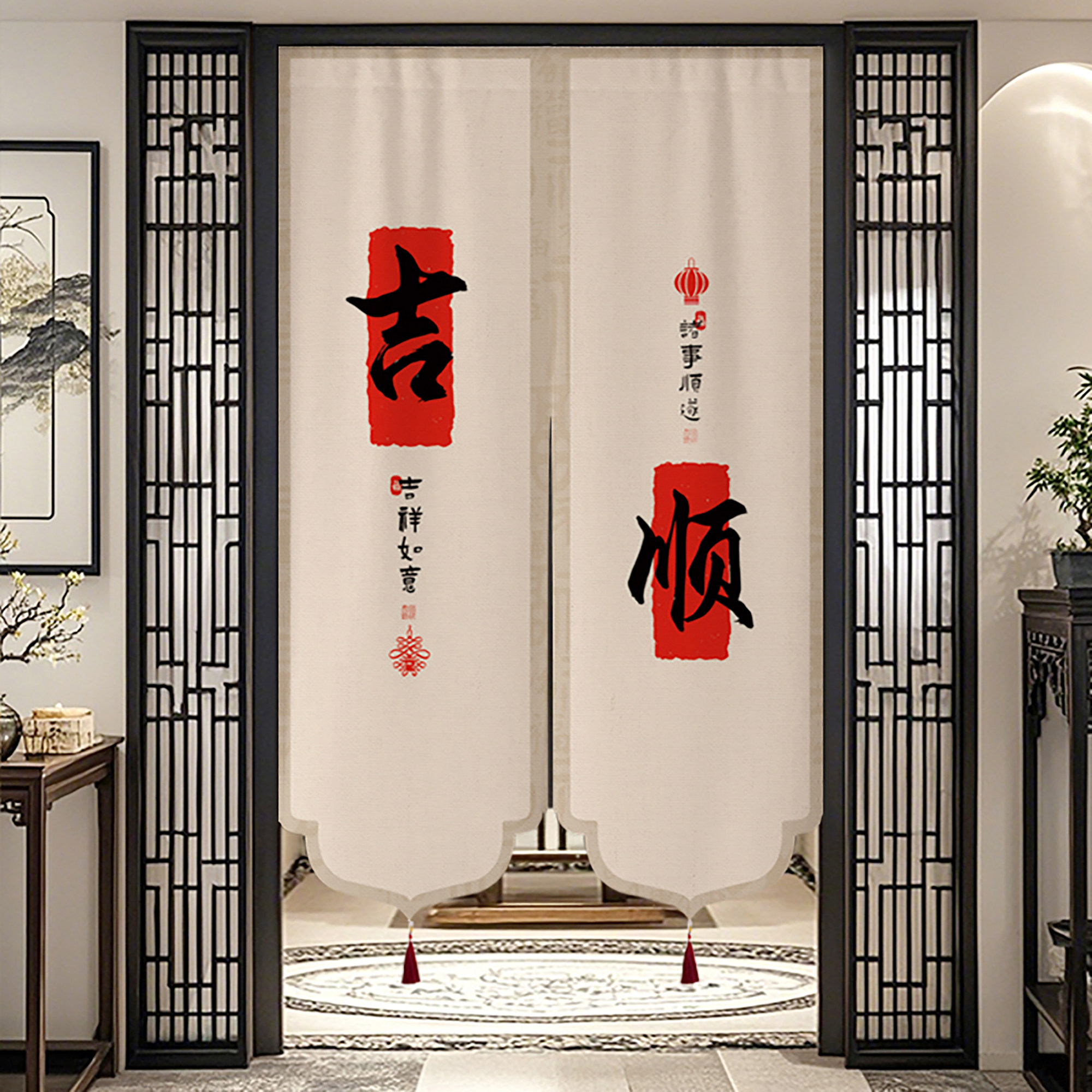 2026新款中式高档新型门帘隔断帘客厅玄关挂帘厨房卫生间遮挡帘子图片
