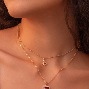 JFB法国进口装饰方片18K厚包金戒指耳钉吊坠法式复古精致百搭女