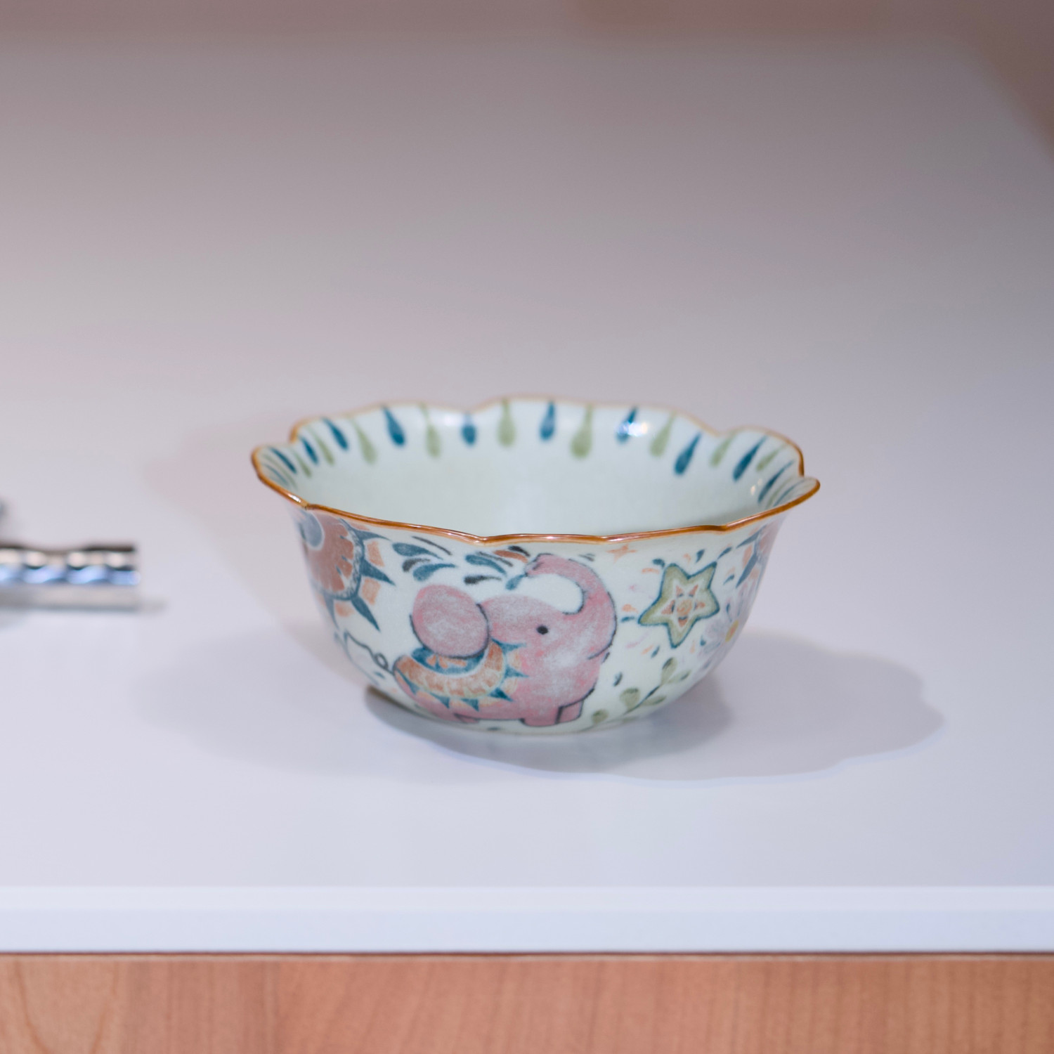 景德镇手工高颜值小象花口甜品碗