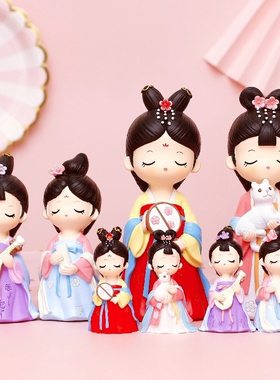 人物宫廷风娃娃女孩蝶恋花之唐小媚房间装饰品桌面创意礼物公仔