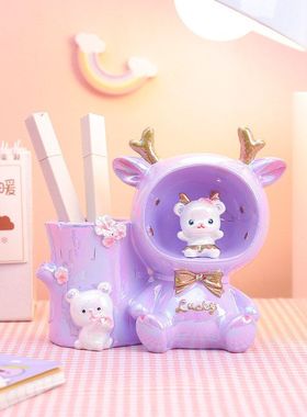 笔筒兔办公桌摆件发光贝拉小夜灯