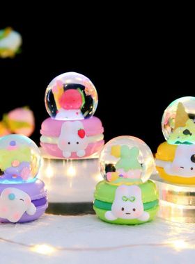 小夜灯水晶球迷你玻璃马卡龙摆件