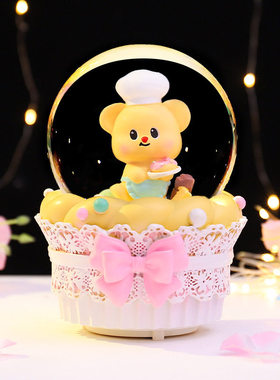 同款水晶球音乐盒甜蜜营业中儿童生日礼物宿舍桌面摆件