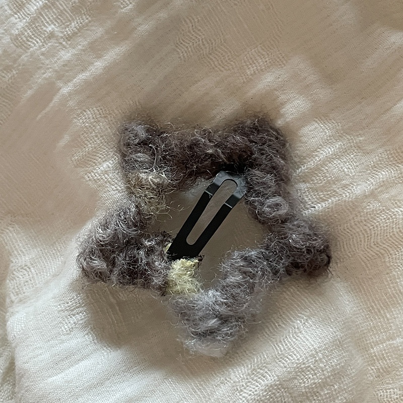 彩虹毛绒星星bb夹针织前额碎发发夹头饰甜美刘海夹发卡子