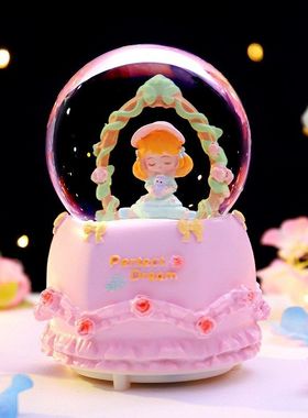 芙拉水晶球女生可爱飘雪少女送
