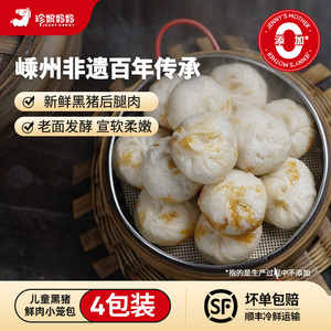 [小笼包]珍妮妈妈嵊州非遗儿童鲜黑猪肉营养健康早餐包子125g*4包