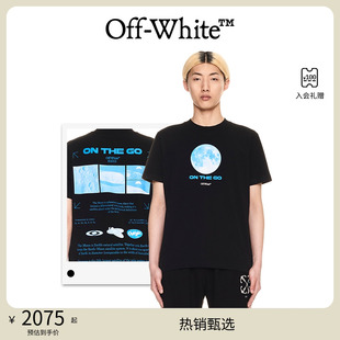 短袖 月球印花男士 THE OFF T恤 黑色修身 WHITE