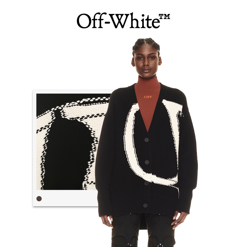 OFF-WHITE OW大号logo女士黑色宽松毛衣羊毛开衫 女装/女士精品 毛衣 原图主图