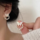 925纯银渐变色蝴蝶耳环女2024年新款 爆款 小清新超仙气质耳钉耳饰