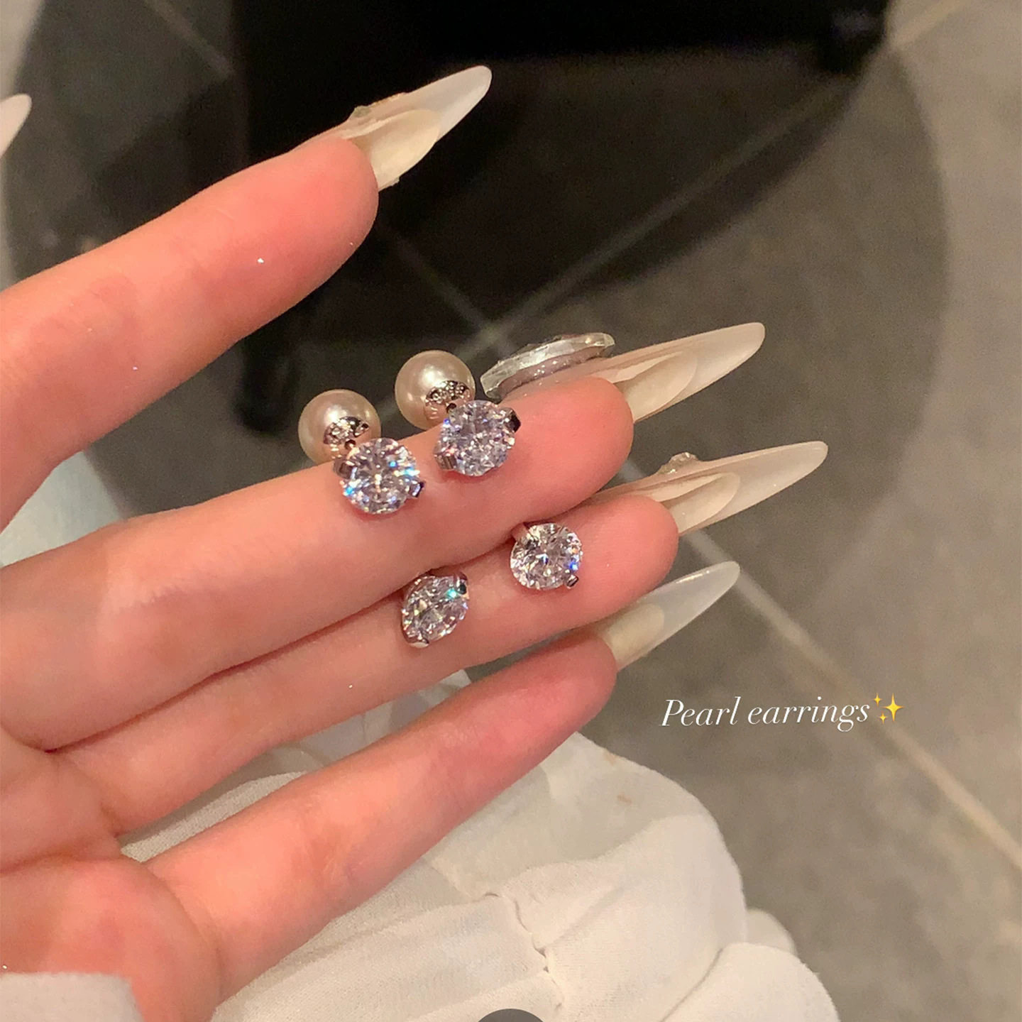 精致闪锆珍珠一款两戴式耳钉女轻奢高级感小众设计耳环巨好看耳饰