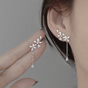 s925纯银流苏精灵耳环女2024年新款爆款ins风耳钉超仙耳饰小清新