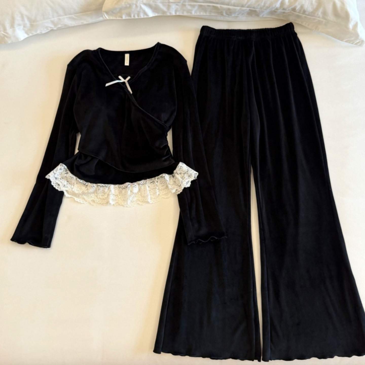 海岛绒睡衣女春秋冬带胸垫家居服