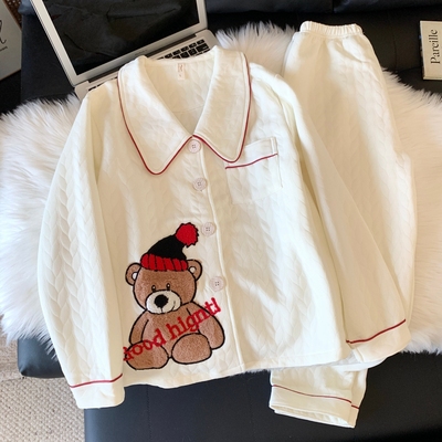 空气棉夹层睡衣女春秋冬季家居服