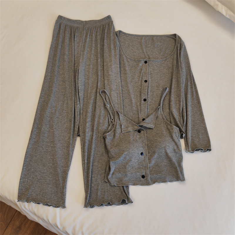 日系纯欲风睡衣女四季款带胸垫