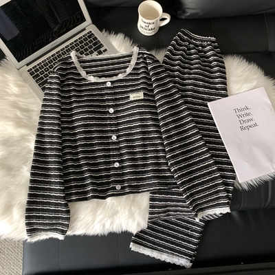 带胸垫睡衣女春秋冬家居服两件套