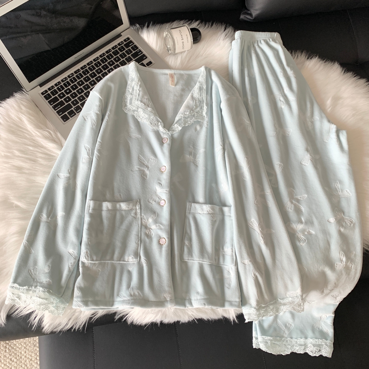 亲肤暖绒睡衣女春秋冬长袖家居服