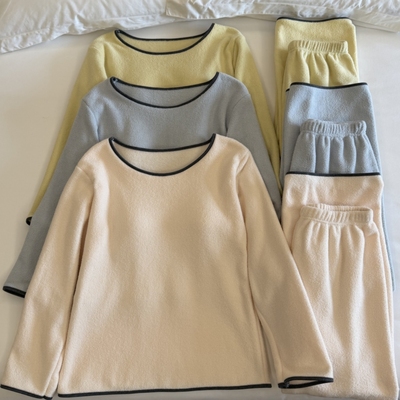 软绵绵加厚睡衣女春秋冬季家居服